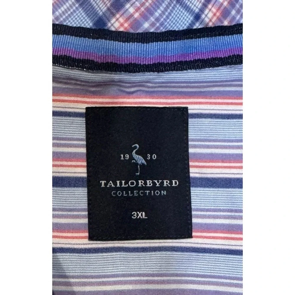 Tailorbyrd Mens Shirt Striped Button Up Long Sleeve Cuffed Multicolor Cotton 3XL